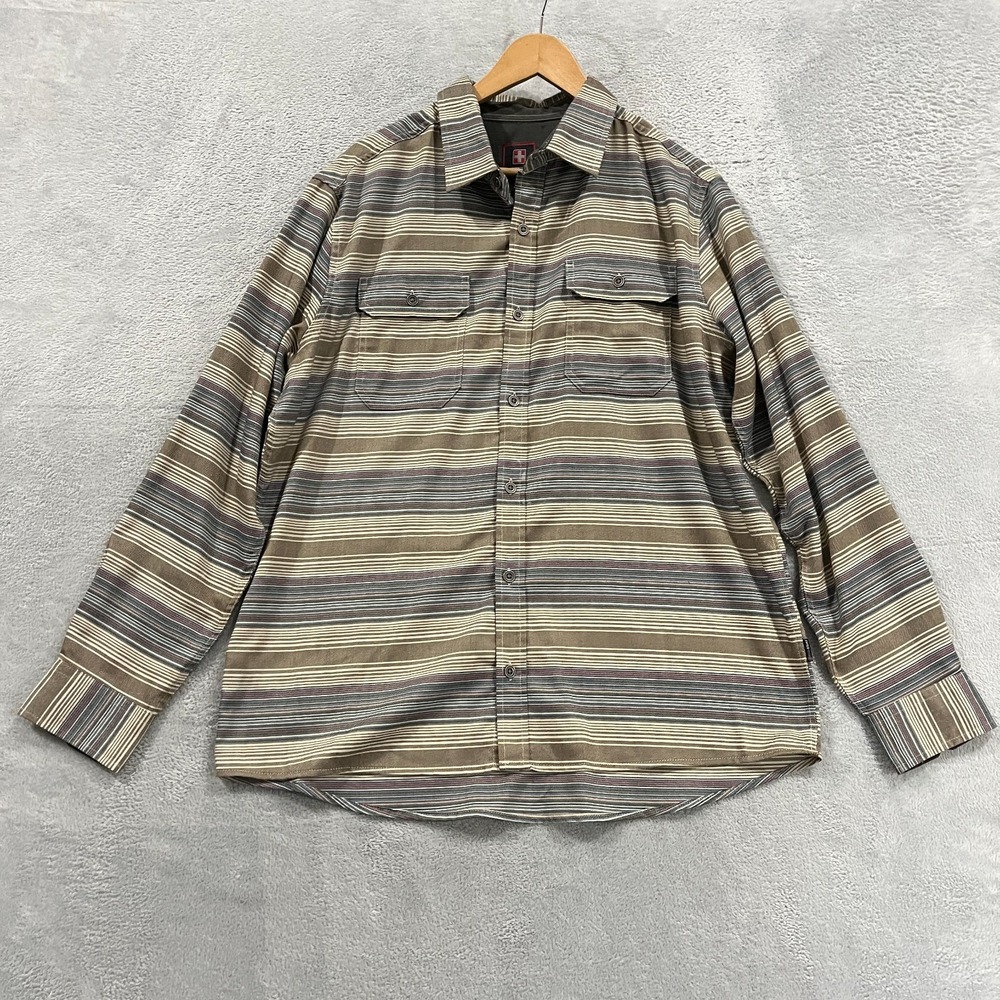 Swiss Tech Shirt Mens Large Button Up Long Sleeve‎ Striped Aztec Western Cowboy